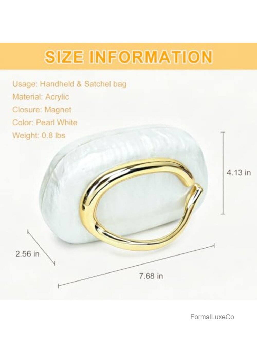 Acrylic Clutch Crossbody Shoulder Bag with Chain Evening Handbag Wedding Party - Picture 5 of 6